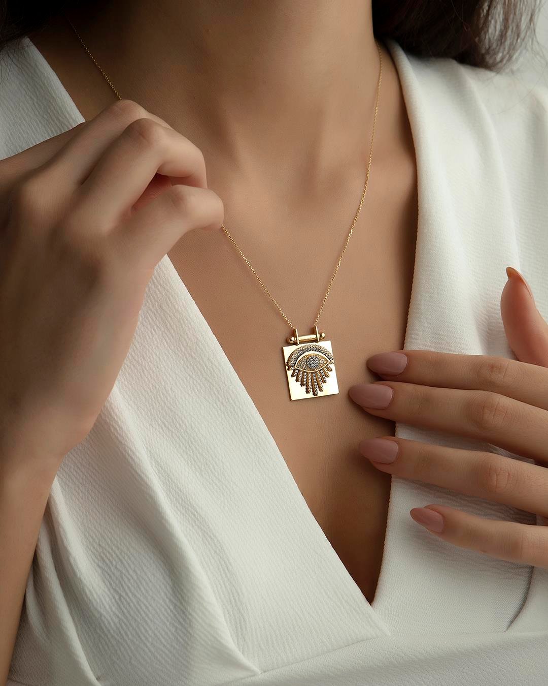 14K Gold Freya Eye Necklace