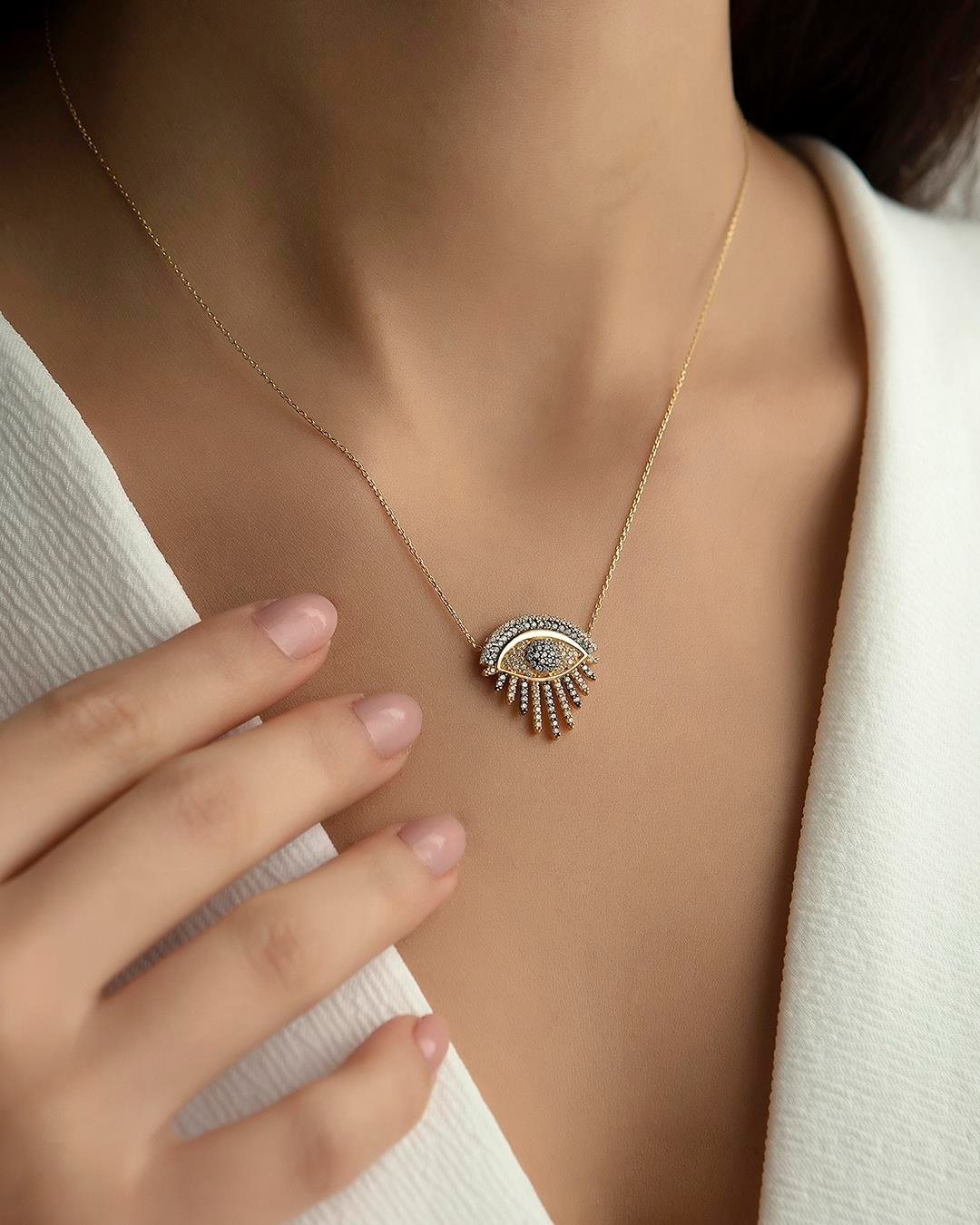 14K Gold Freya Eye Necklace