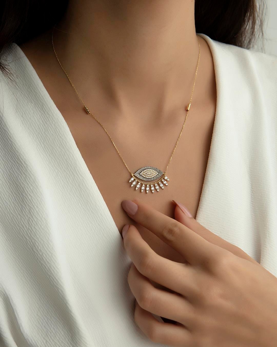 14K Gold Freya Eye Necklace