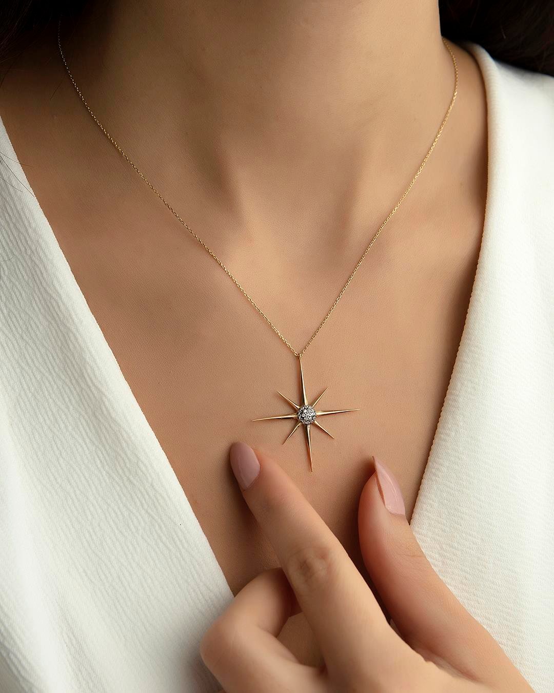 14K Gold Freya North Star Necklace