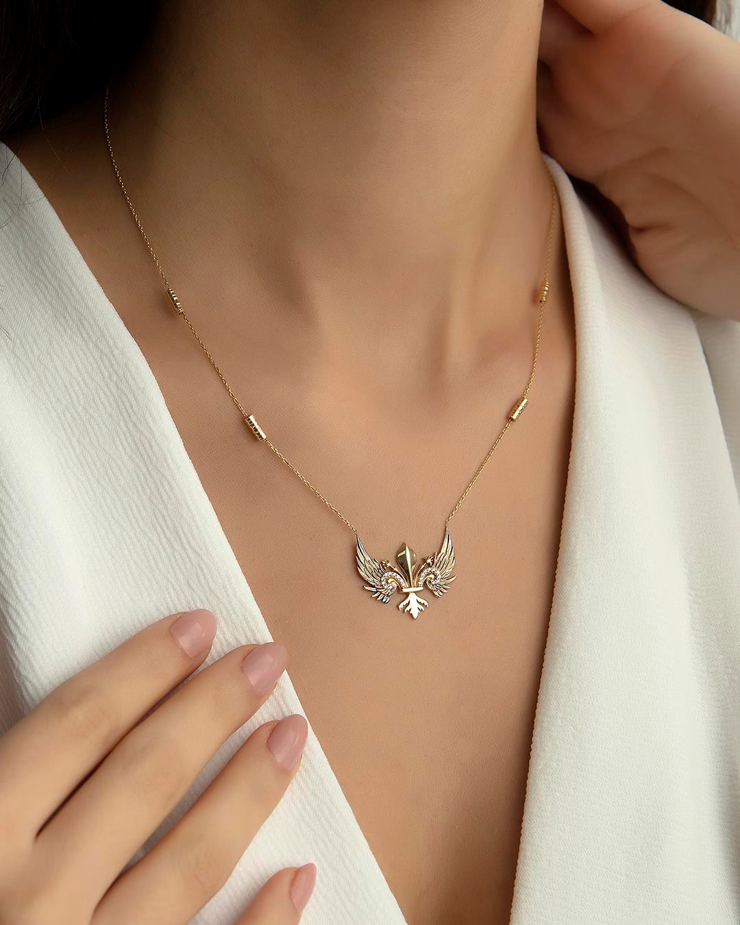14K Gold Freya Angel Wing Necklace