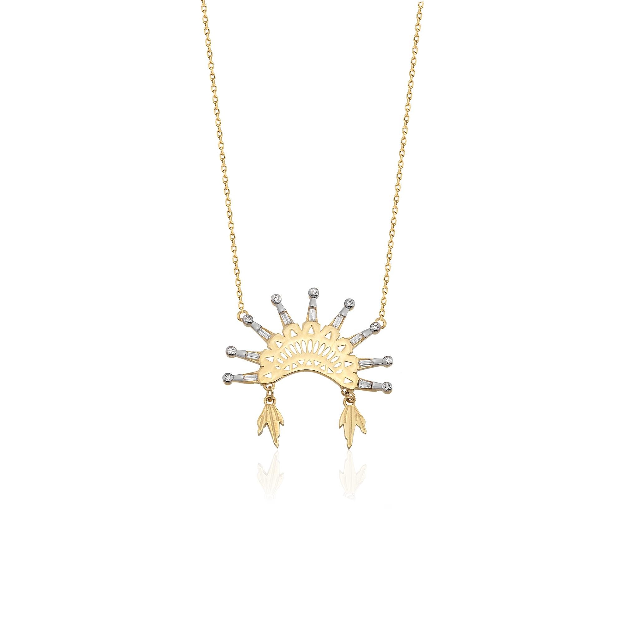 14 Ayar Altın Freya Yarım Güneş Kolye