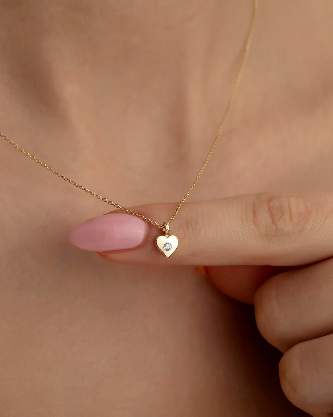 14K Gold Heart Charm Necklace