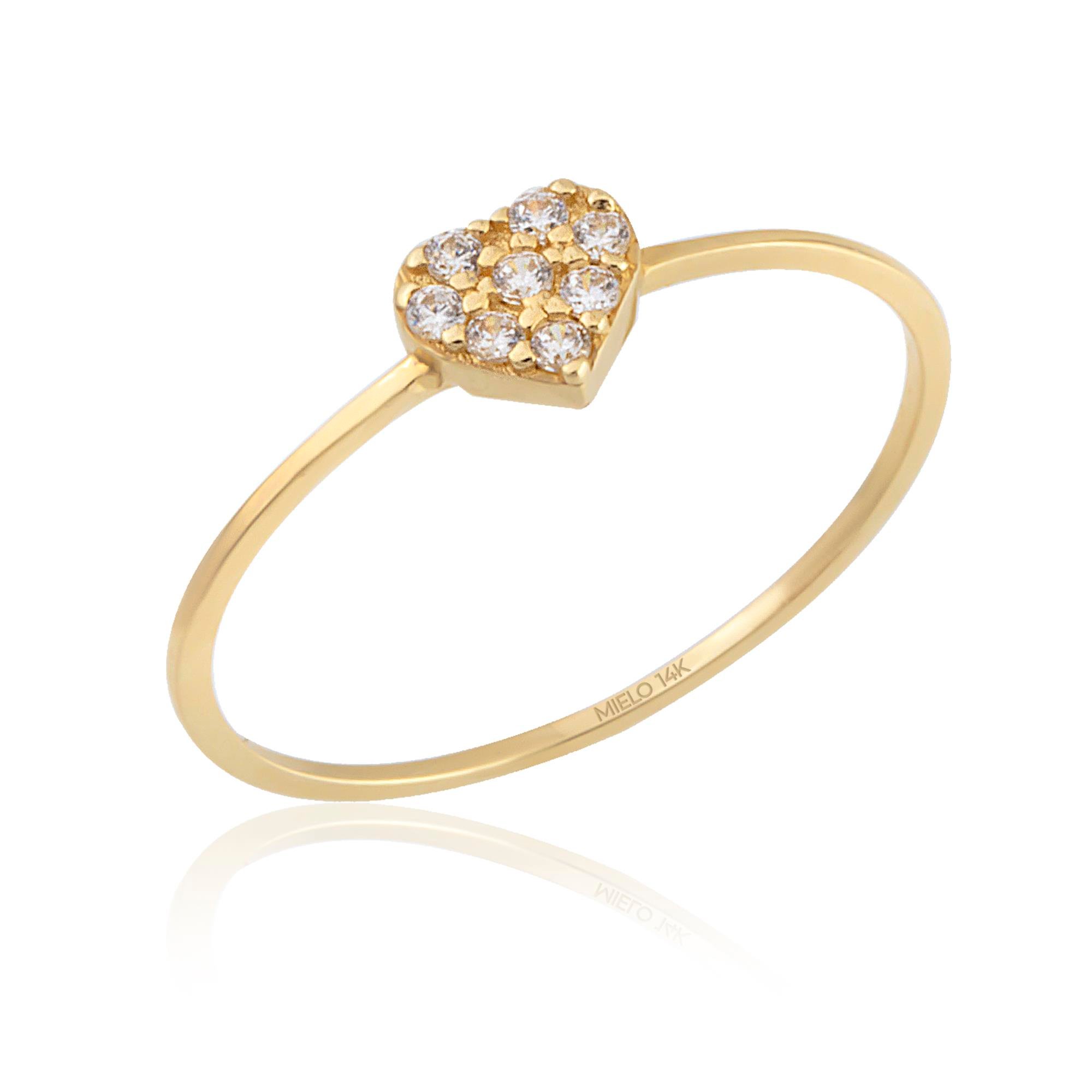 14K Gold Heart Charm Ring