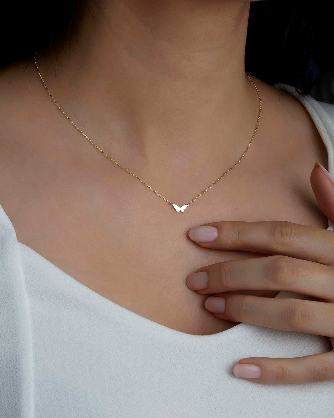 14 Ayar Altın Kelebek Kolye