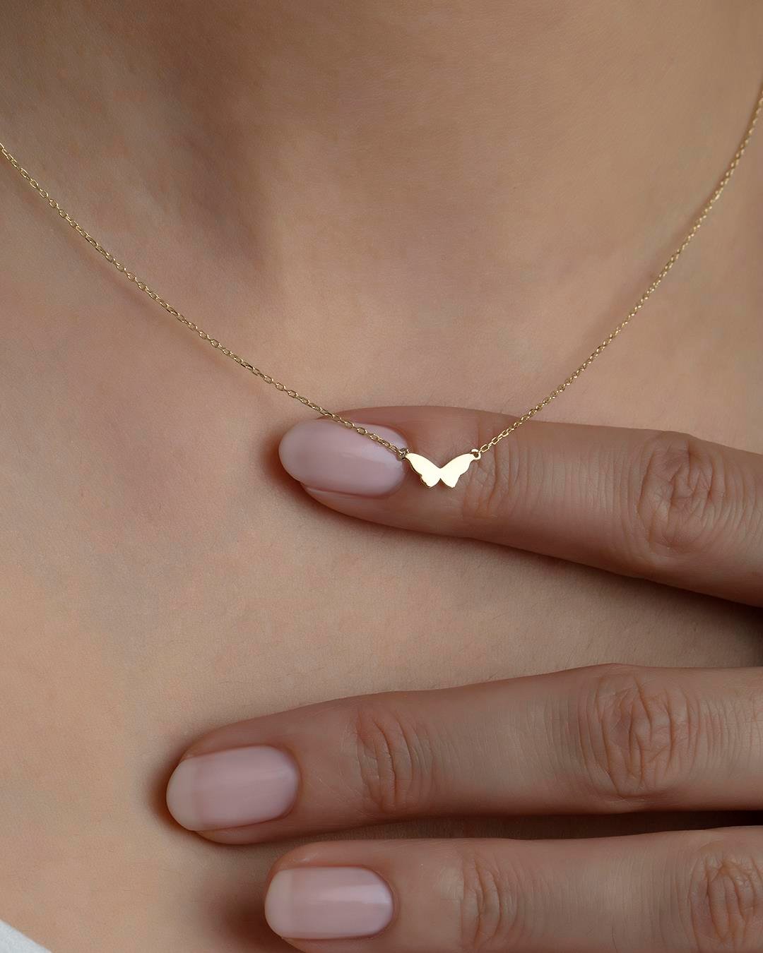 14 Ayar Altın Kelebek Kolye