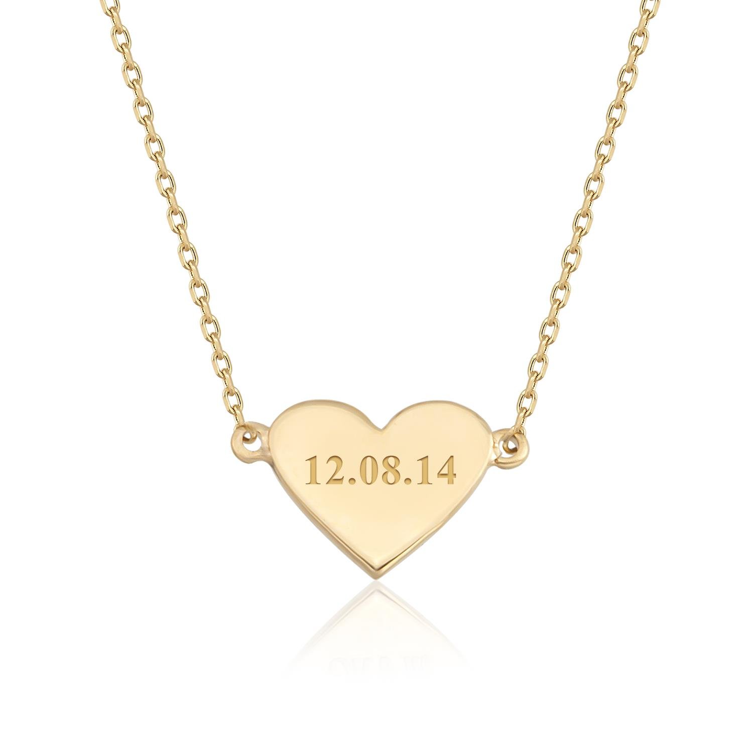 14 Ayar Altın Kişiye Özel Kalp Kolye