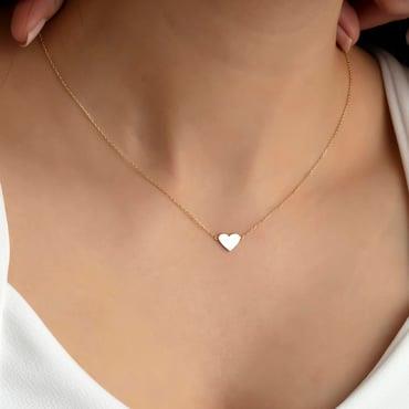 14 Ayar Altın Kişiye Özel Kalp Kolye