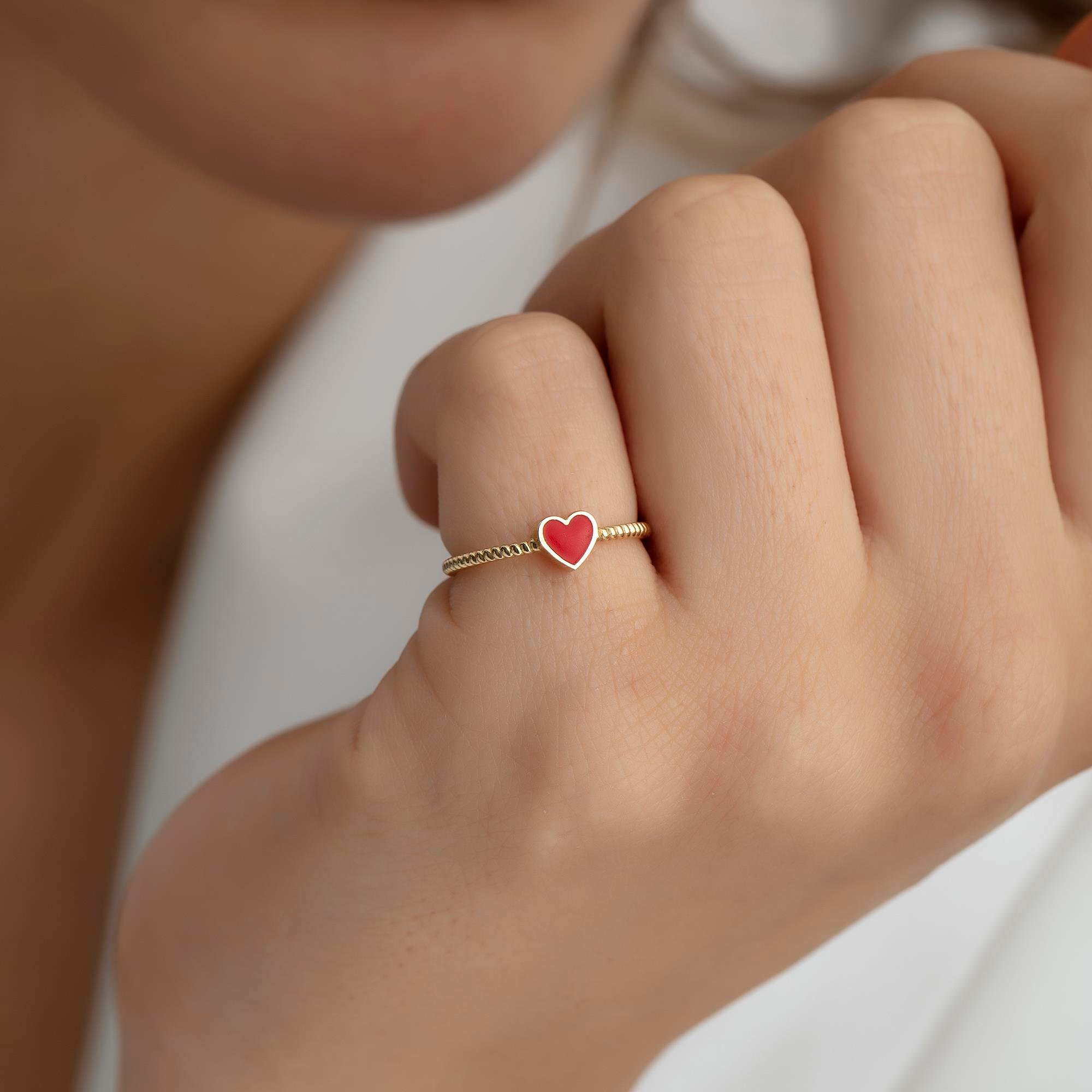 14 Ayar Altın Love Serçe Parmak Yüzük 