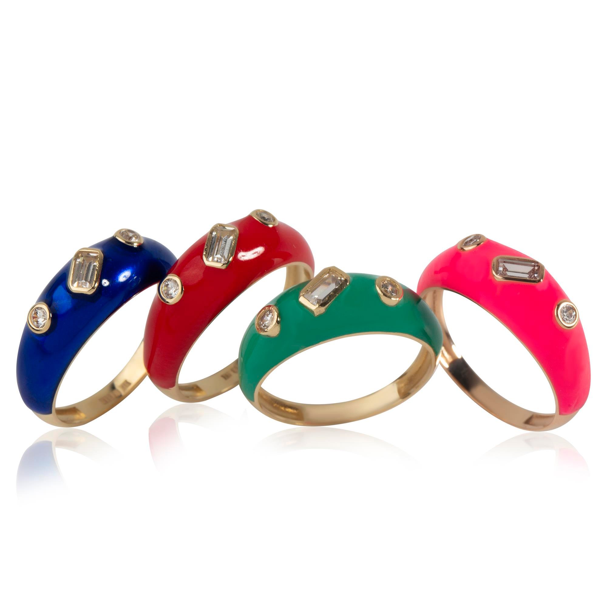 14 Ayar Altın Mineli Baget Taşlı  Yüzük 