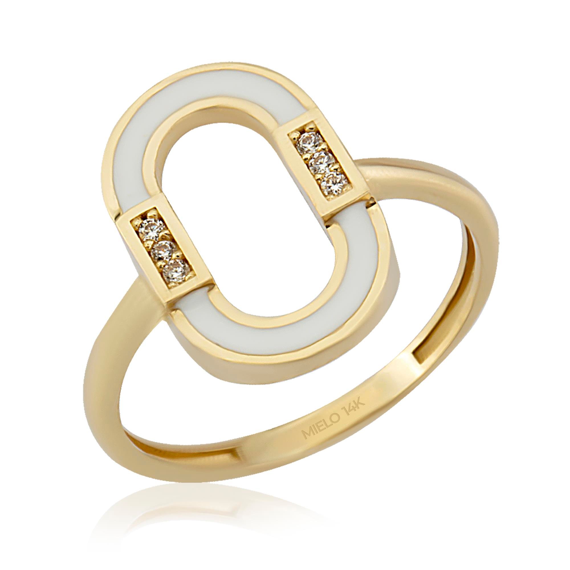 14 Ayar Altın Mineli Emily Oval Yüzük