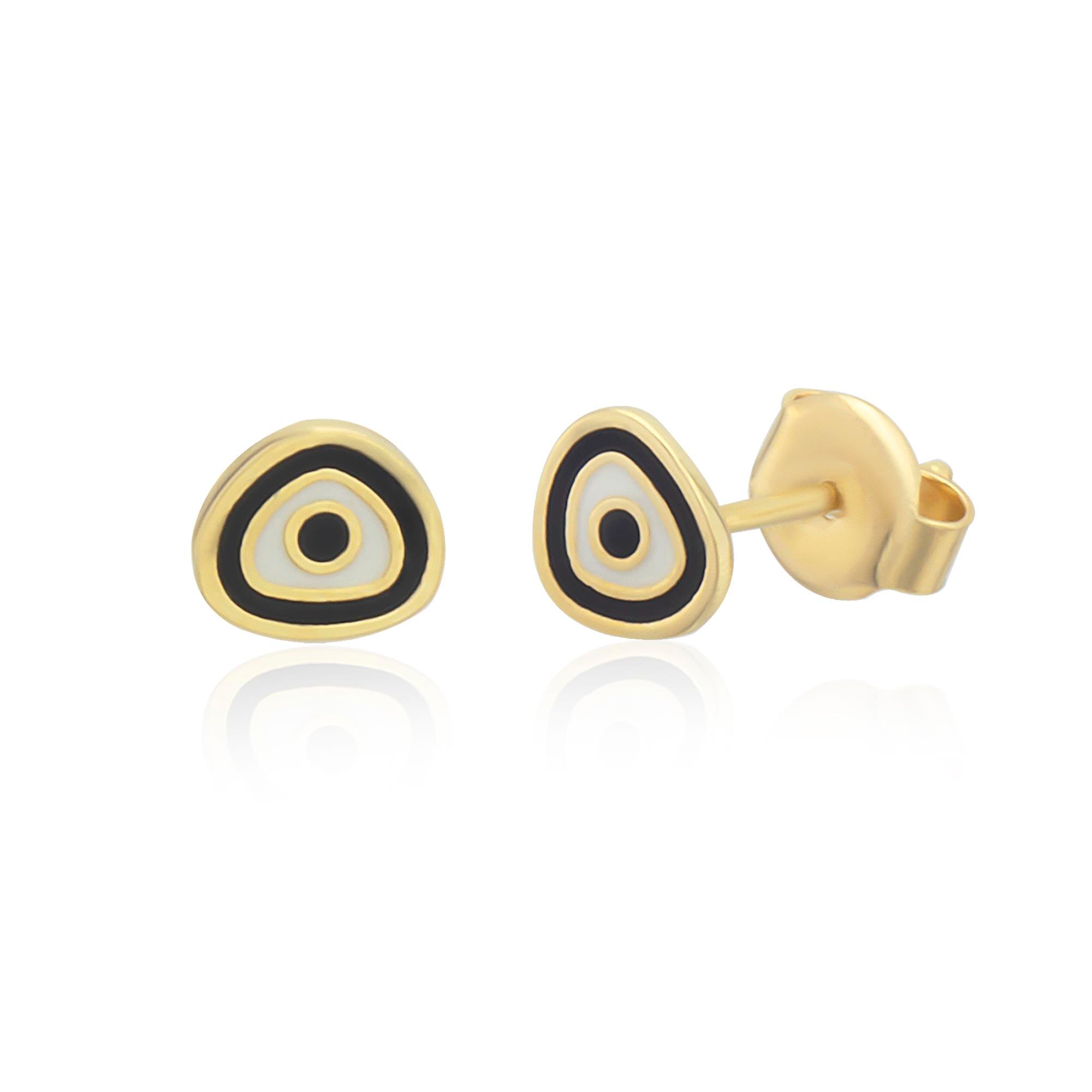 14K Gold Dainty Evil Eye Enamel Earring
