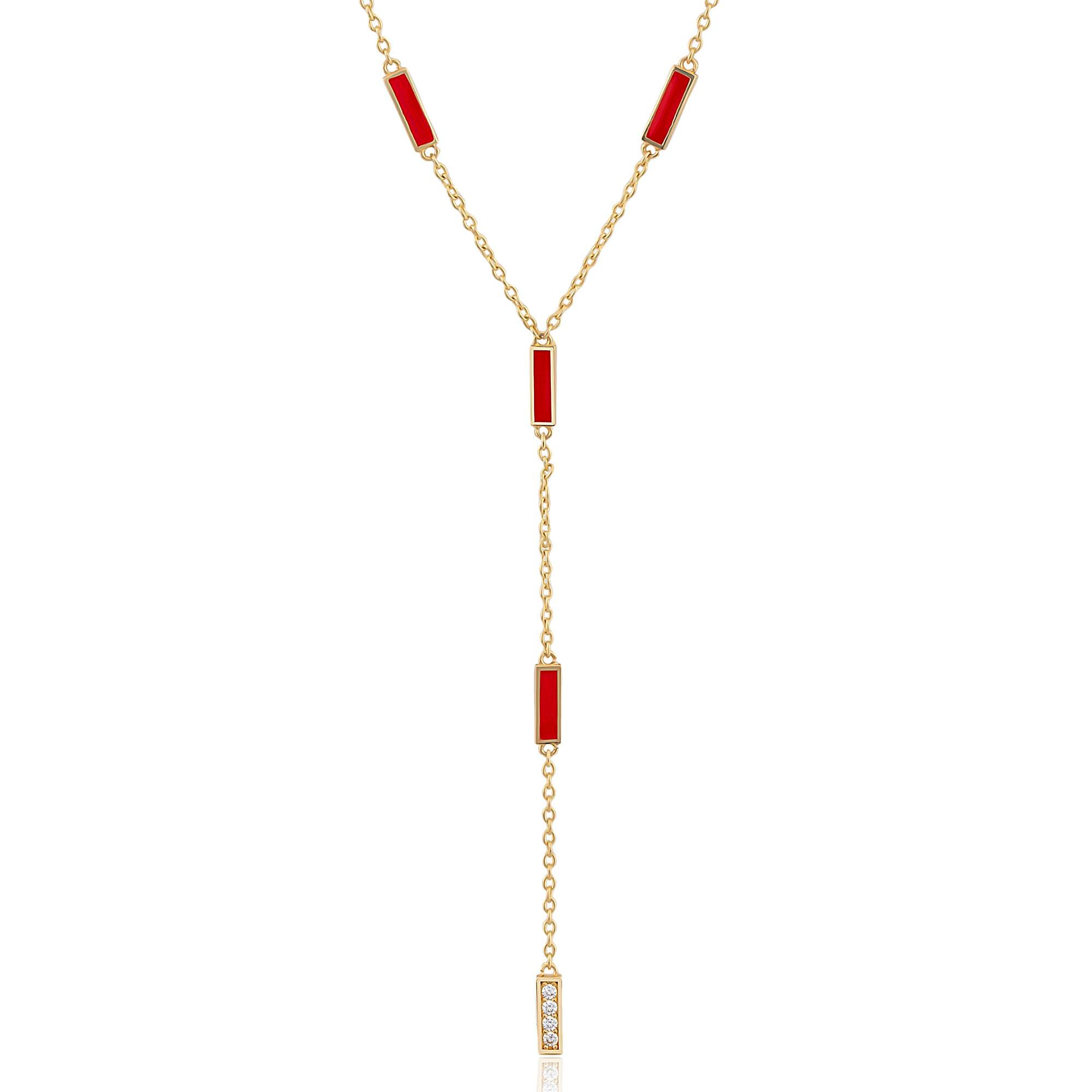 14K Gold Opera Enamel Necklace