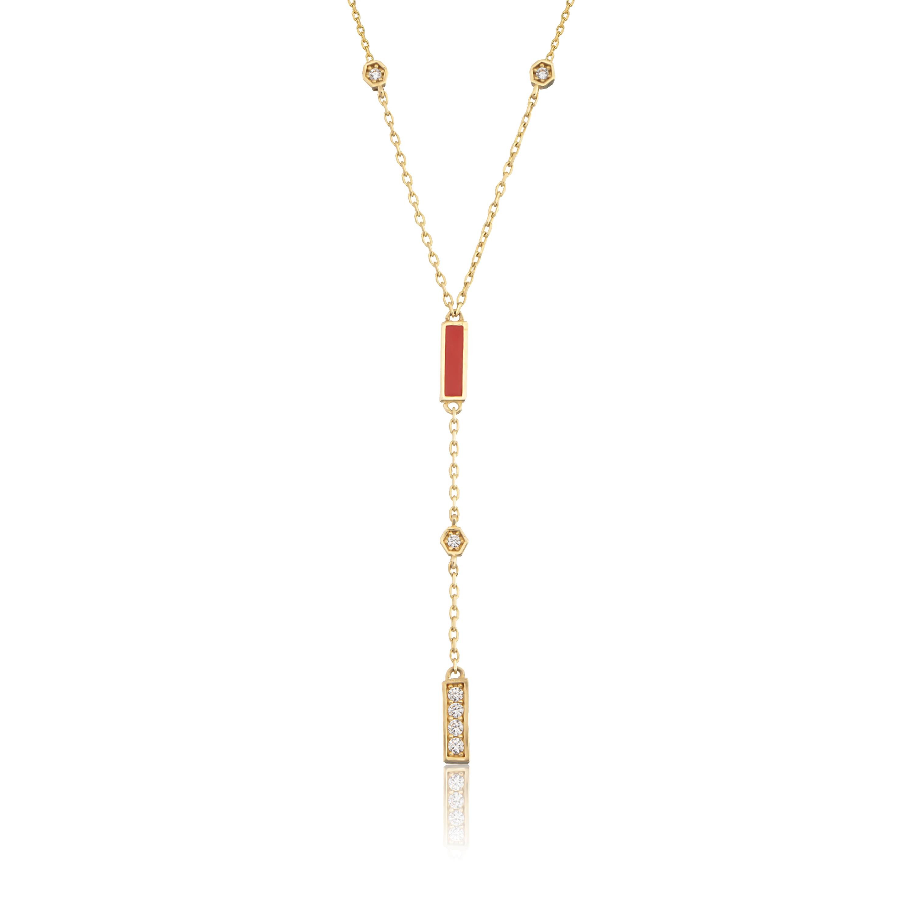 14K Gold Opera Enamel Necklace