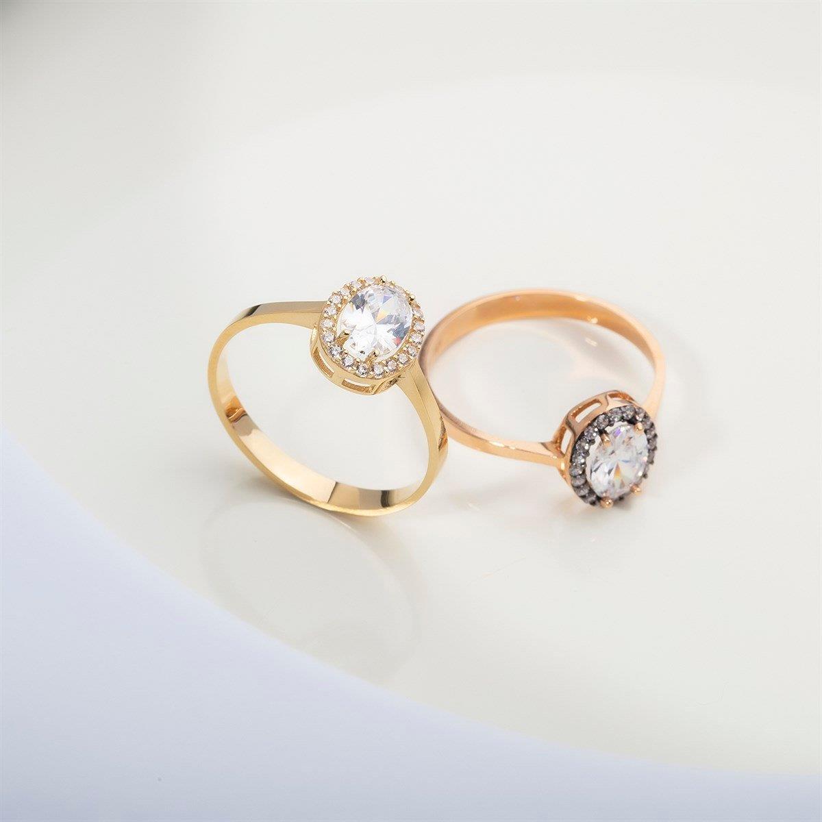 14 Ayar Altın Oval Yüzük 