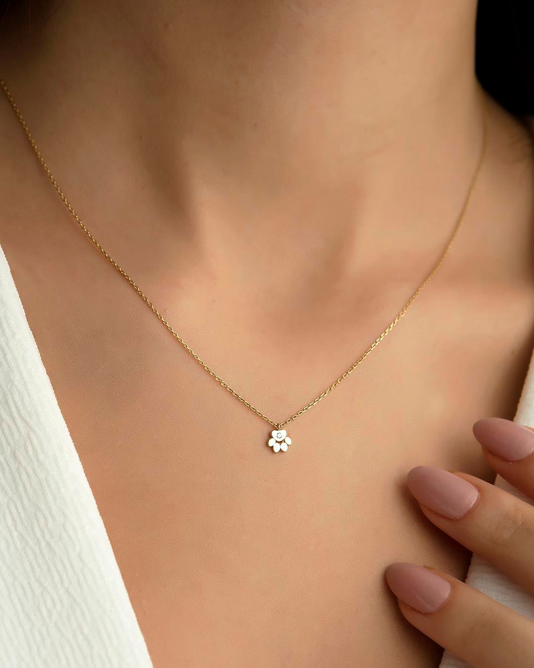 14K Gold Paw Necklace
