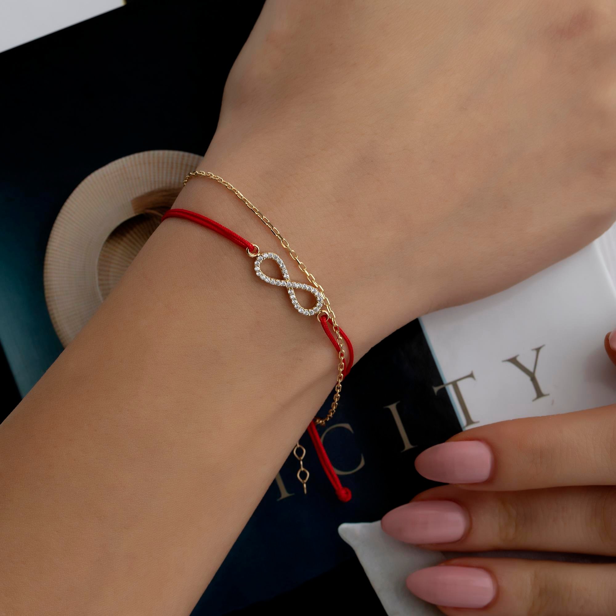 14 Ayar Altın Sonsuzluk İpli Bileklik