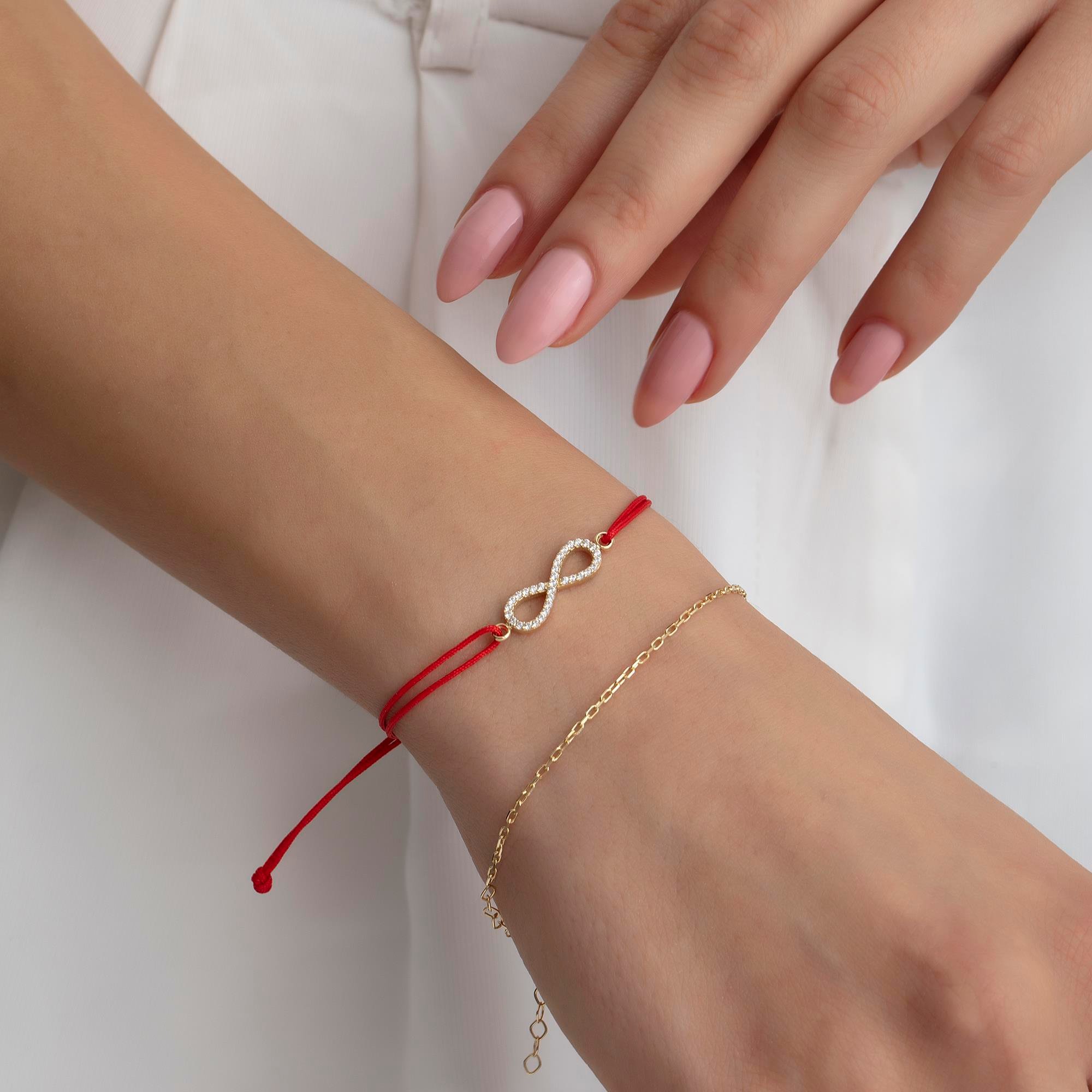 14 Ayar Altın Sonsuzluk İpli Bileklik