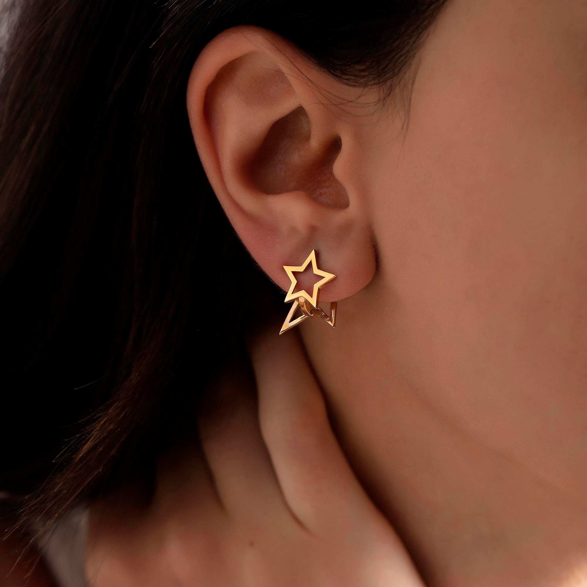 14 Ayar Altın Star Dafne Küpe