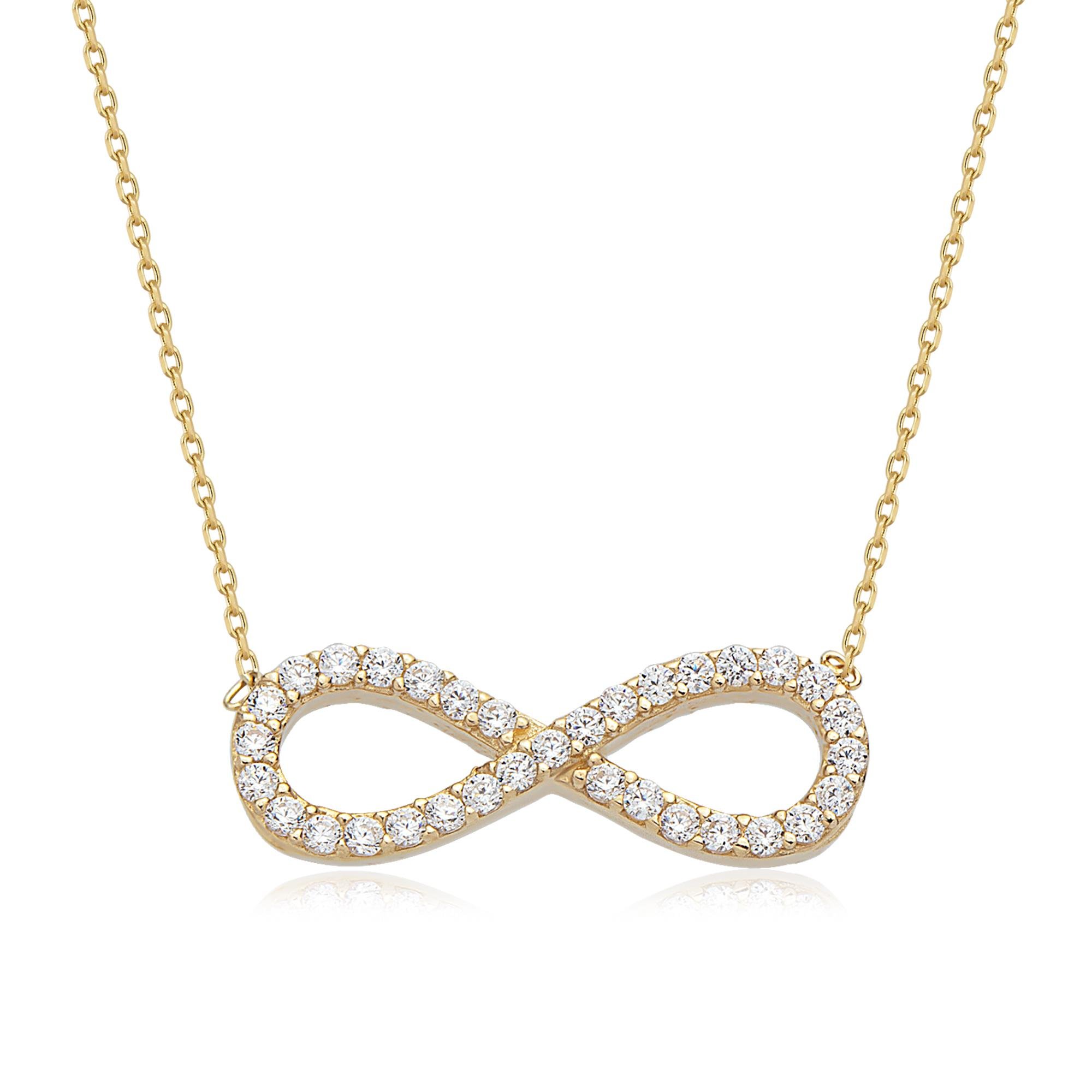 14 Ayar Altın Taşlı Sonsuzluk Kolye 