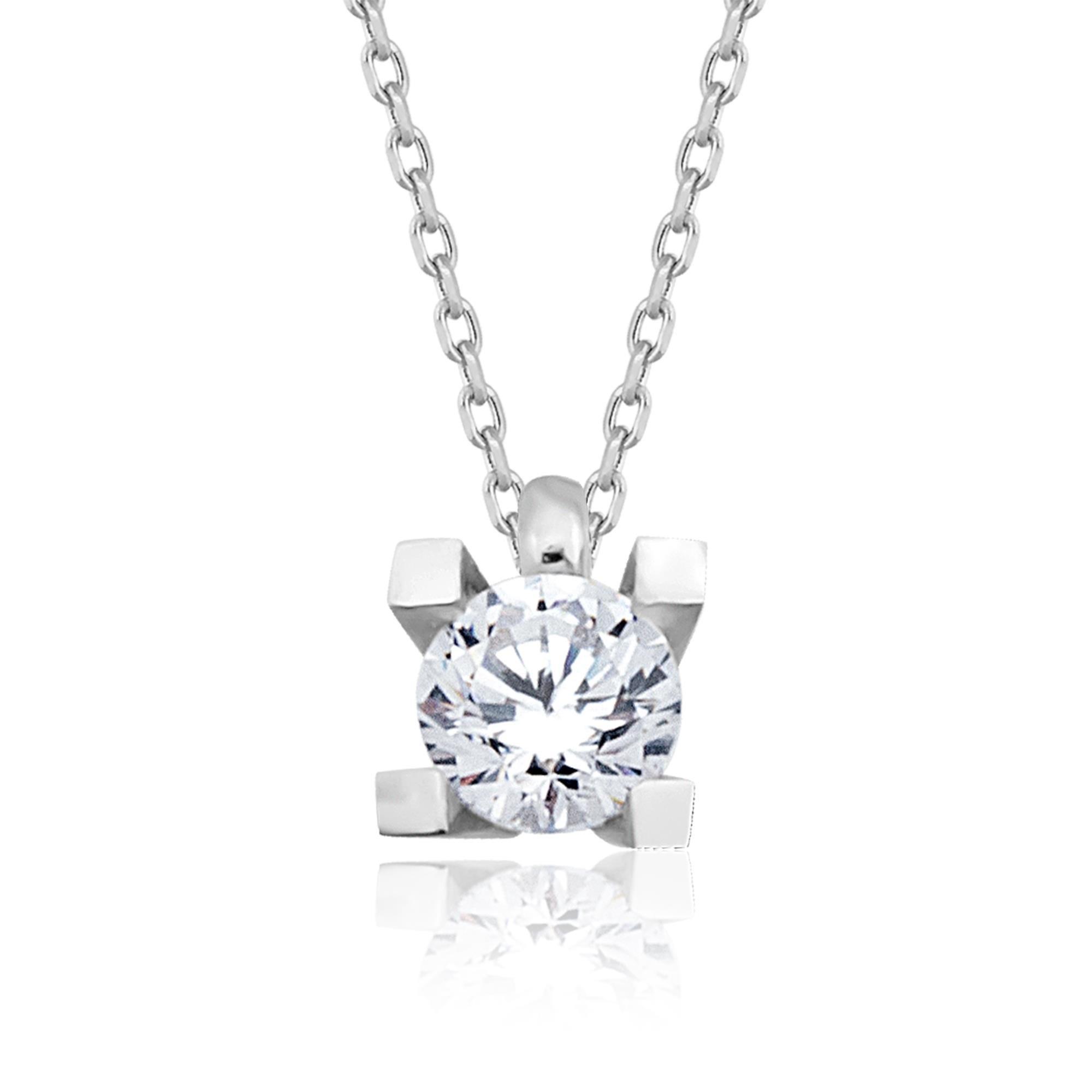 14 Ayar Altın Tek Taş Kolye