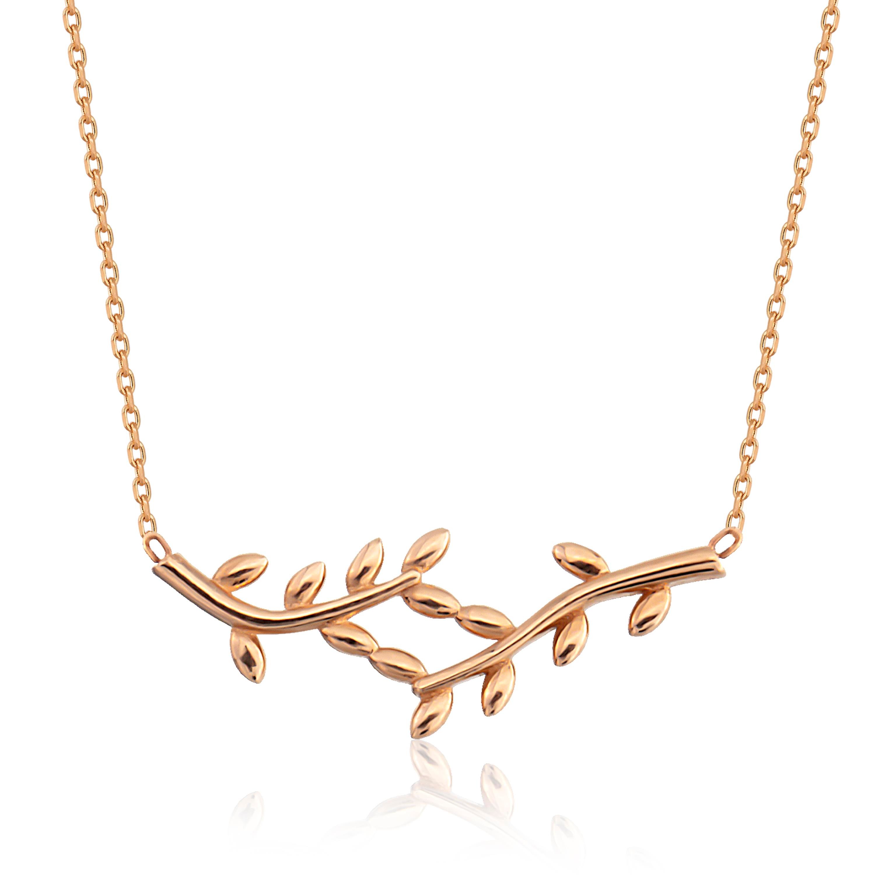 14K Gold Olive Branch Pendent Necklace