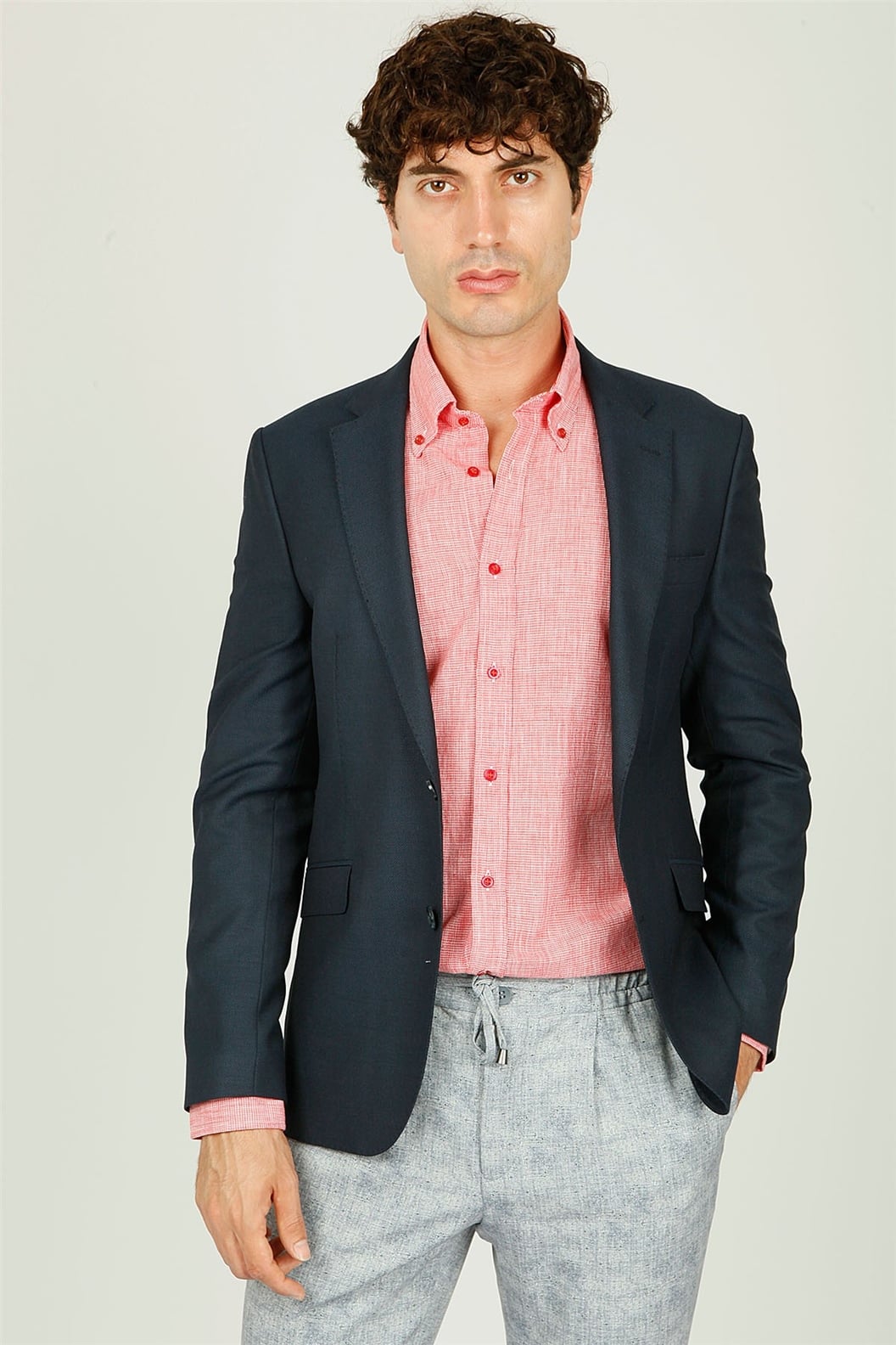 Açık Lacivert Comfort Fit 6 Drop Ceket