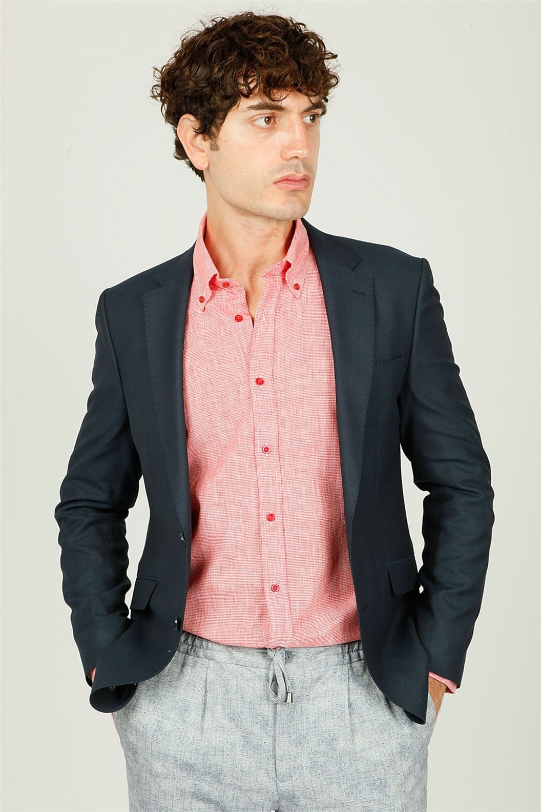Açık Lacivert Comfort Fit 6 Drop Ceket