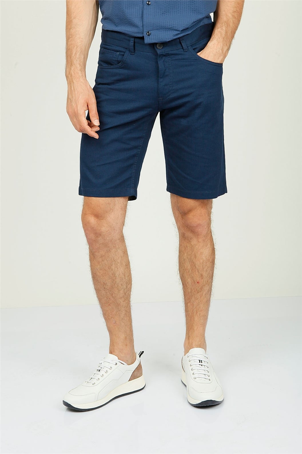 Açık Lacivert Slim Fit  Deniz Şortu