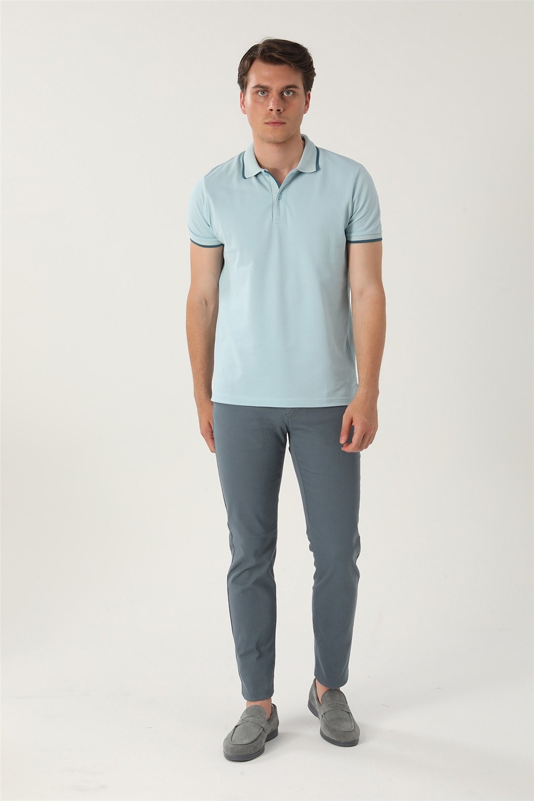 Açık Mavi Comfort Fit Polo Yaka T-Shirt