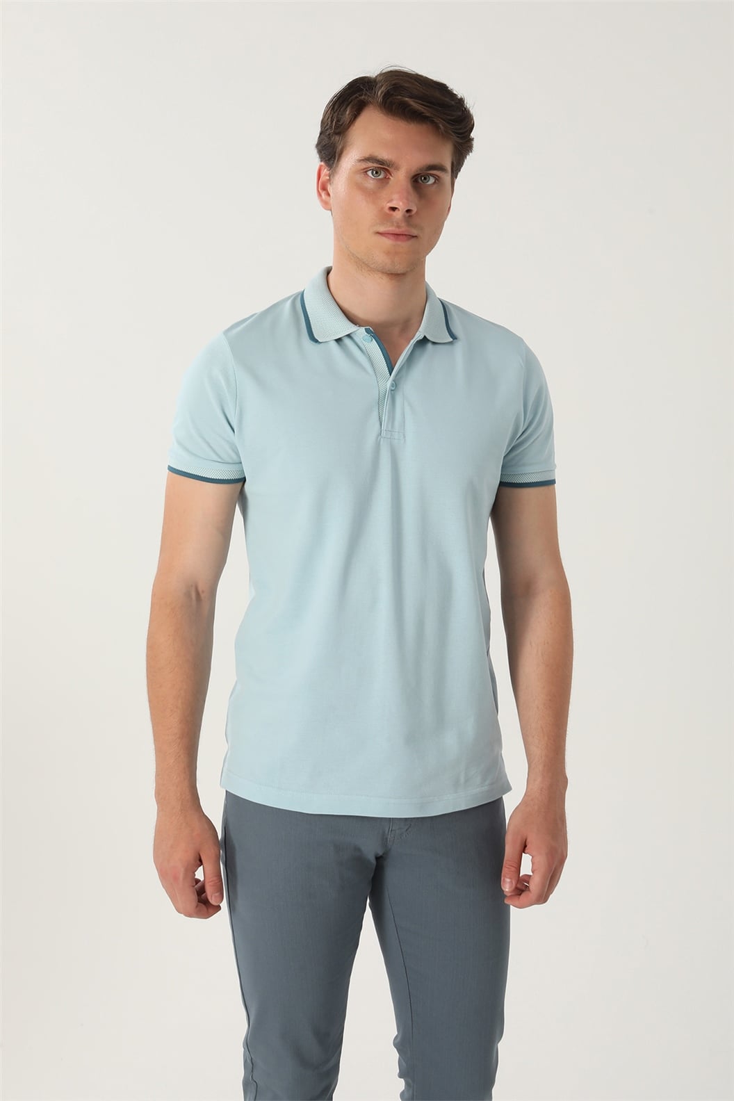 Açık Mavi Comfort Fit Polo Yaka T-Shirt