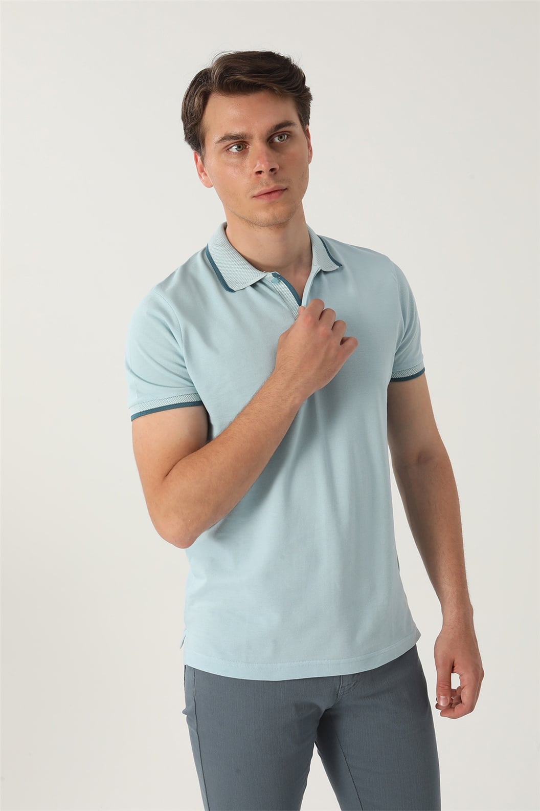 Açık Mavi Comfort Fit Polo Yaka T-Shirt