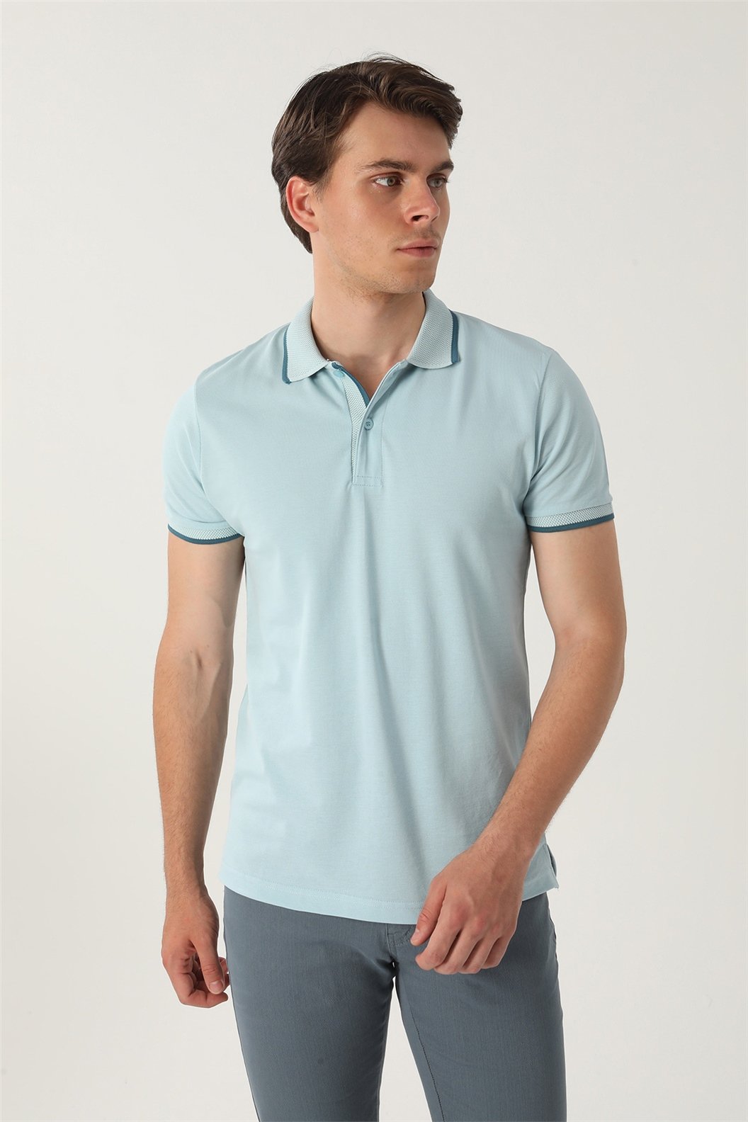 Açık Mavi Comfort Fit Polo Yaka T-Shirt