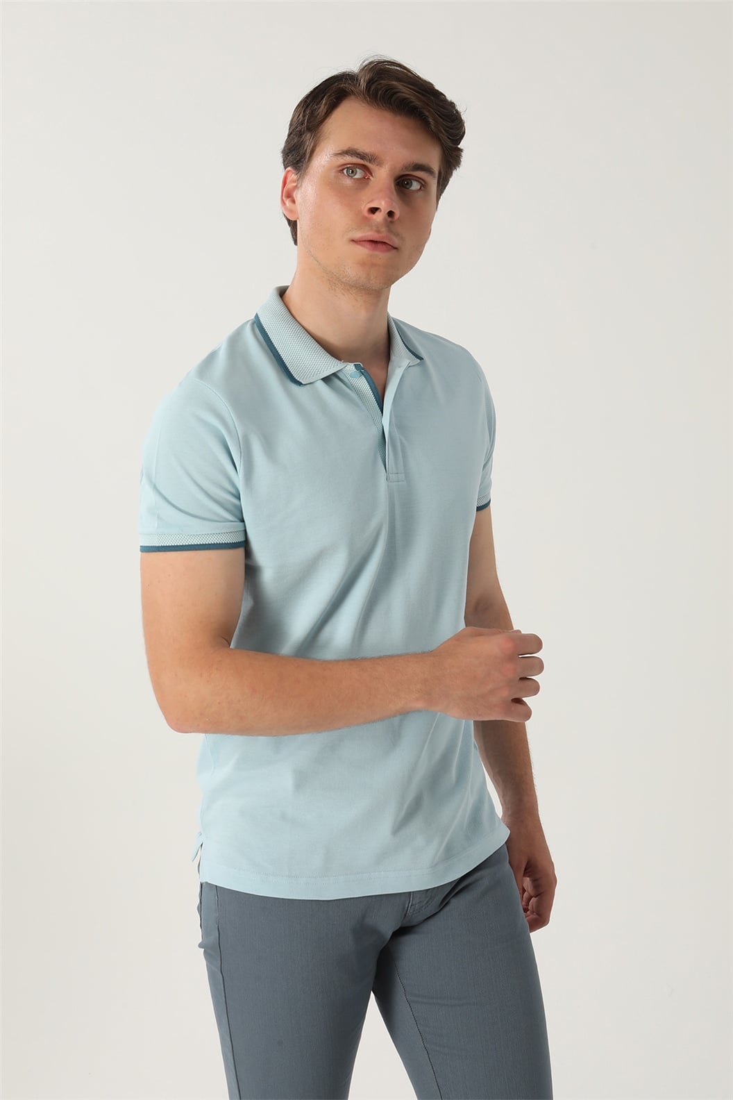 Açık Mavi Comfort Fit Polo Yaka T-Shirt