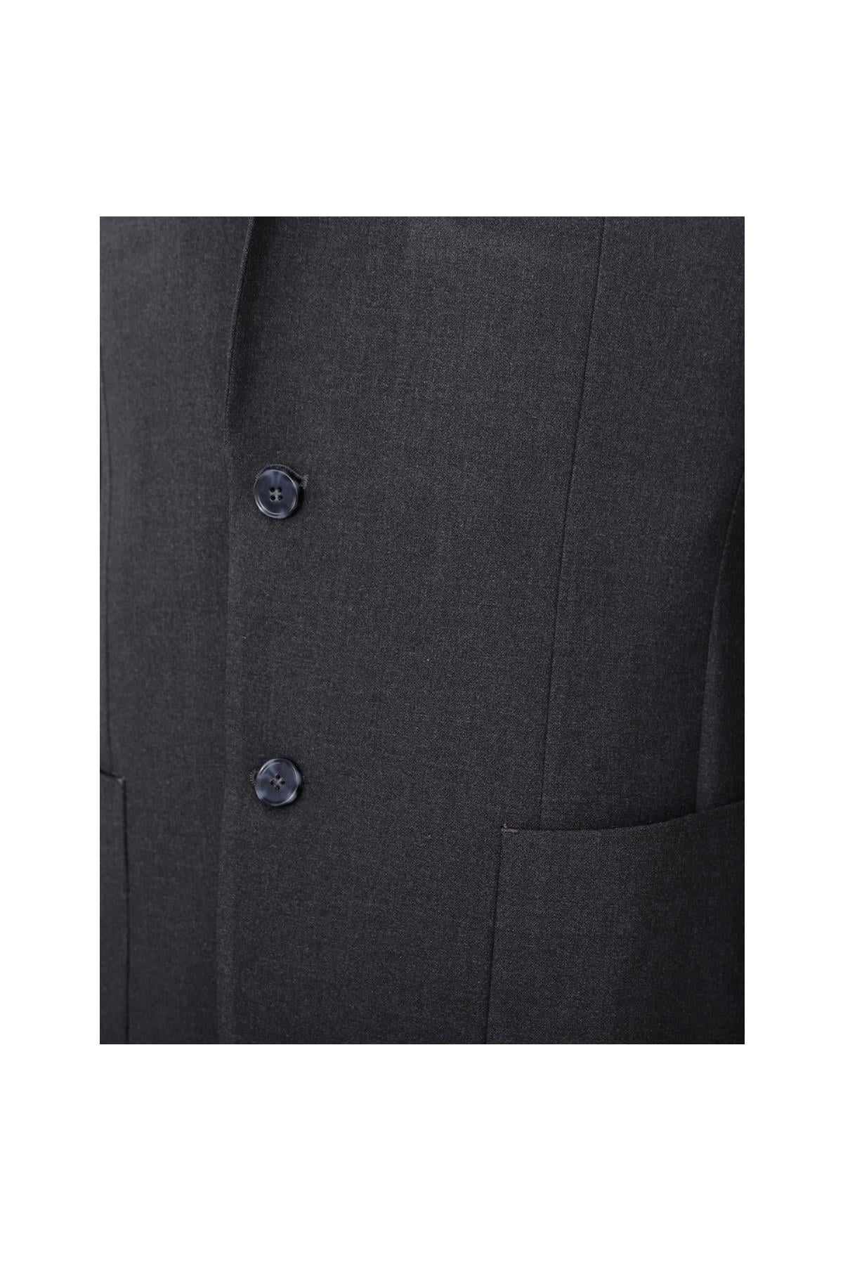Antrasit Comfort Fit Mono Yaka 6 Drop Modular Takım Elbise