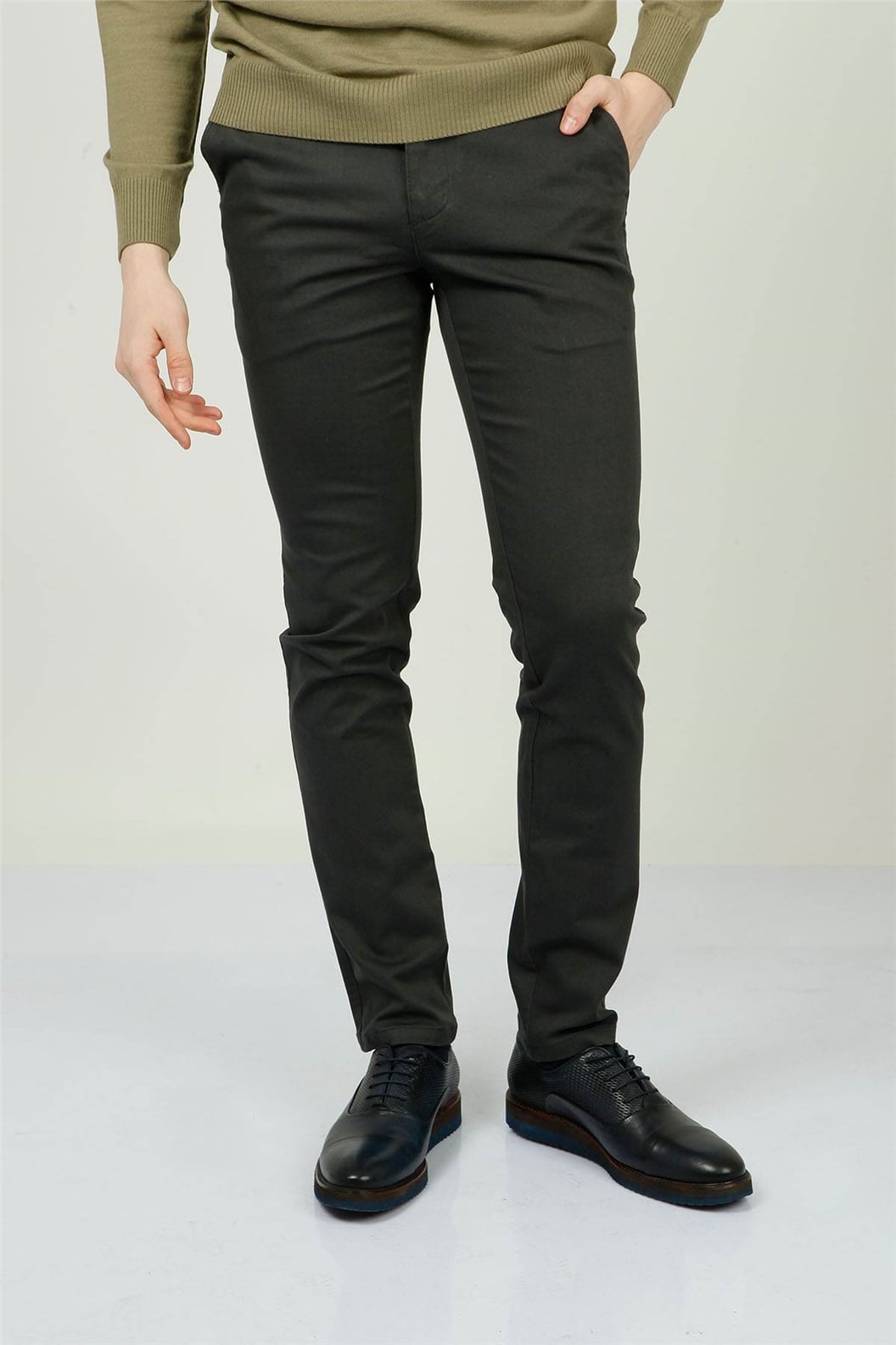 Antrasit Slim Fit Chino Pantolon