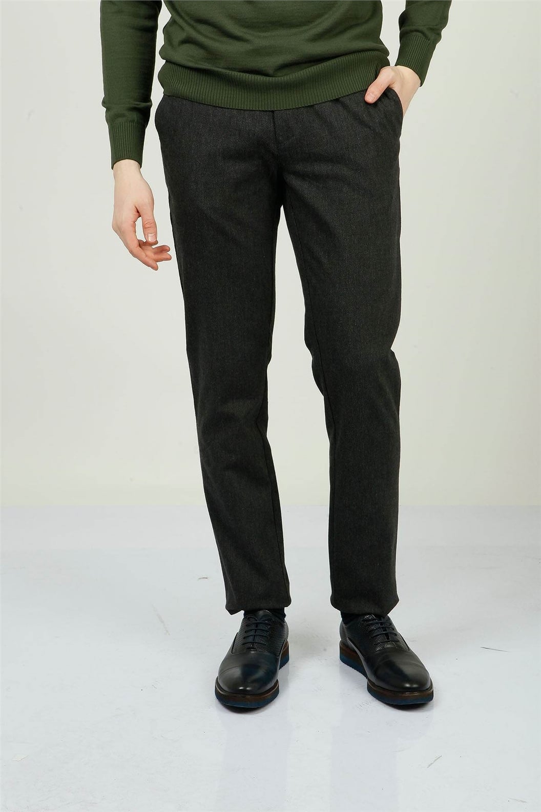 Antrasit Slim Fit Lastikli Pantolon
