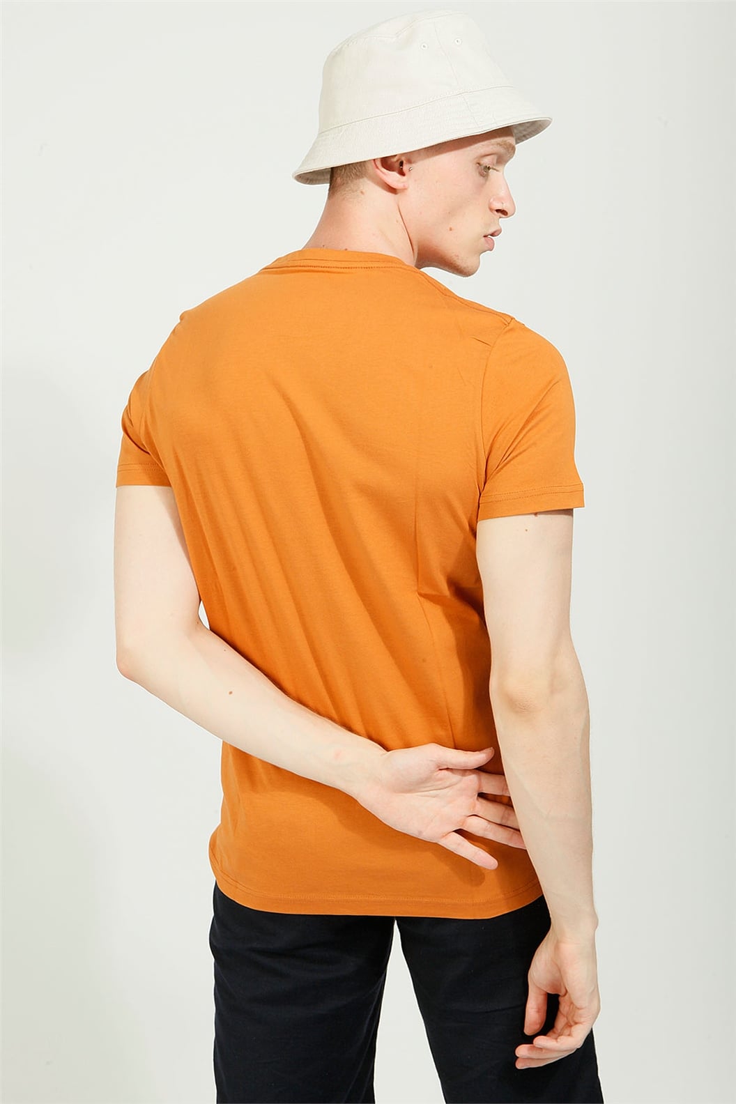 Bakır Slim Fit Bisiklet Yaka Baskılı T-Shirt