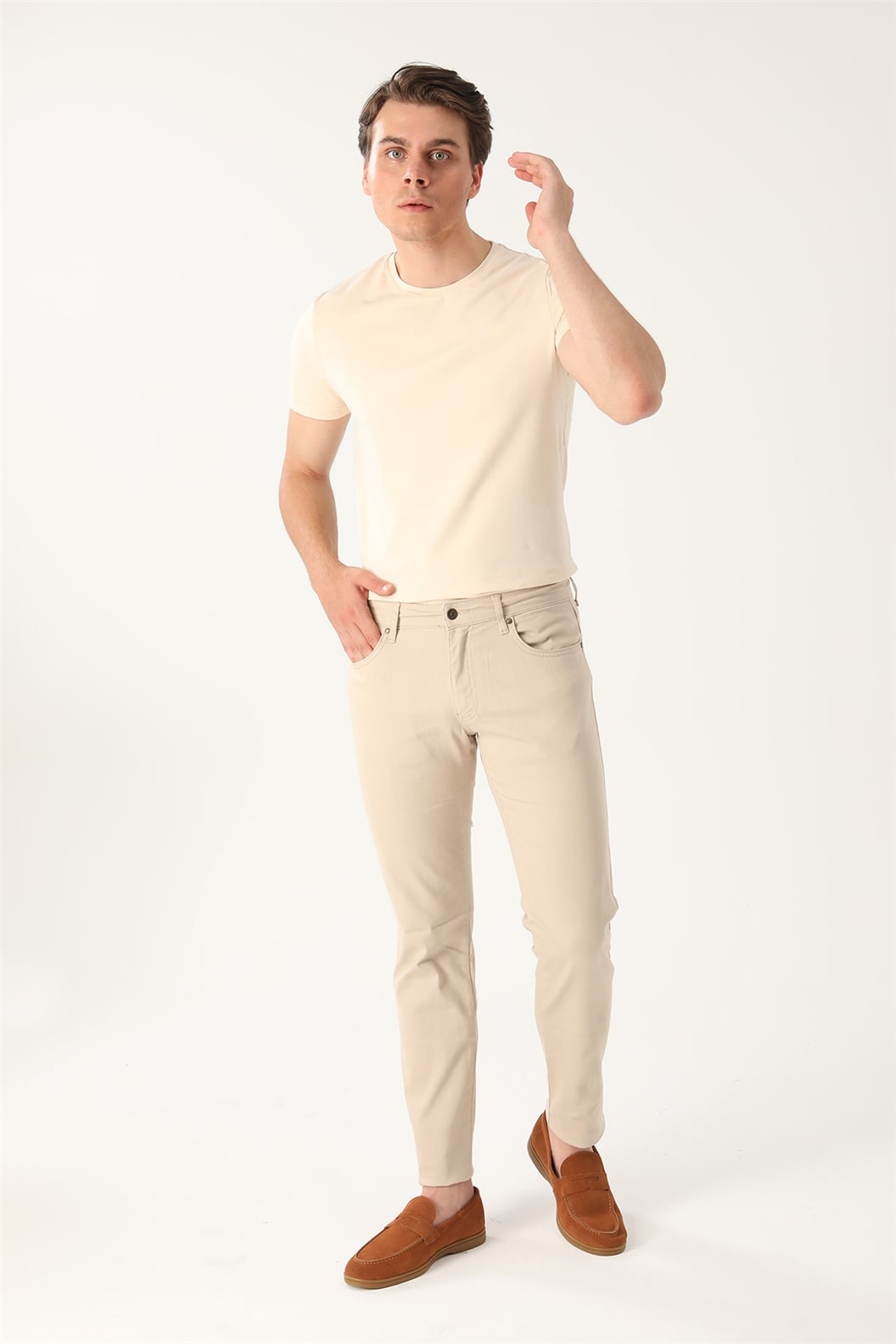 Bej Comfort Fit 5 Cep Pantolon