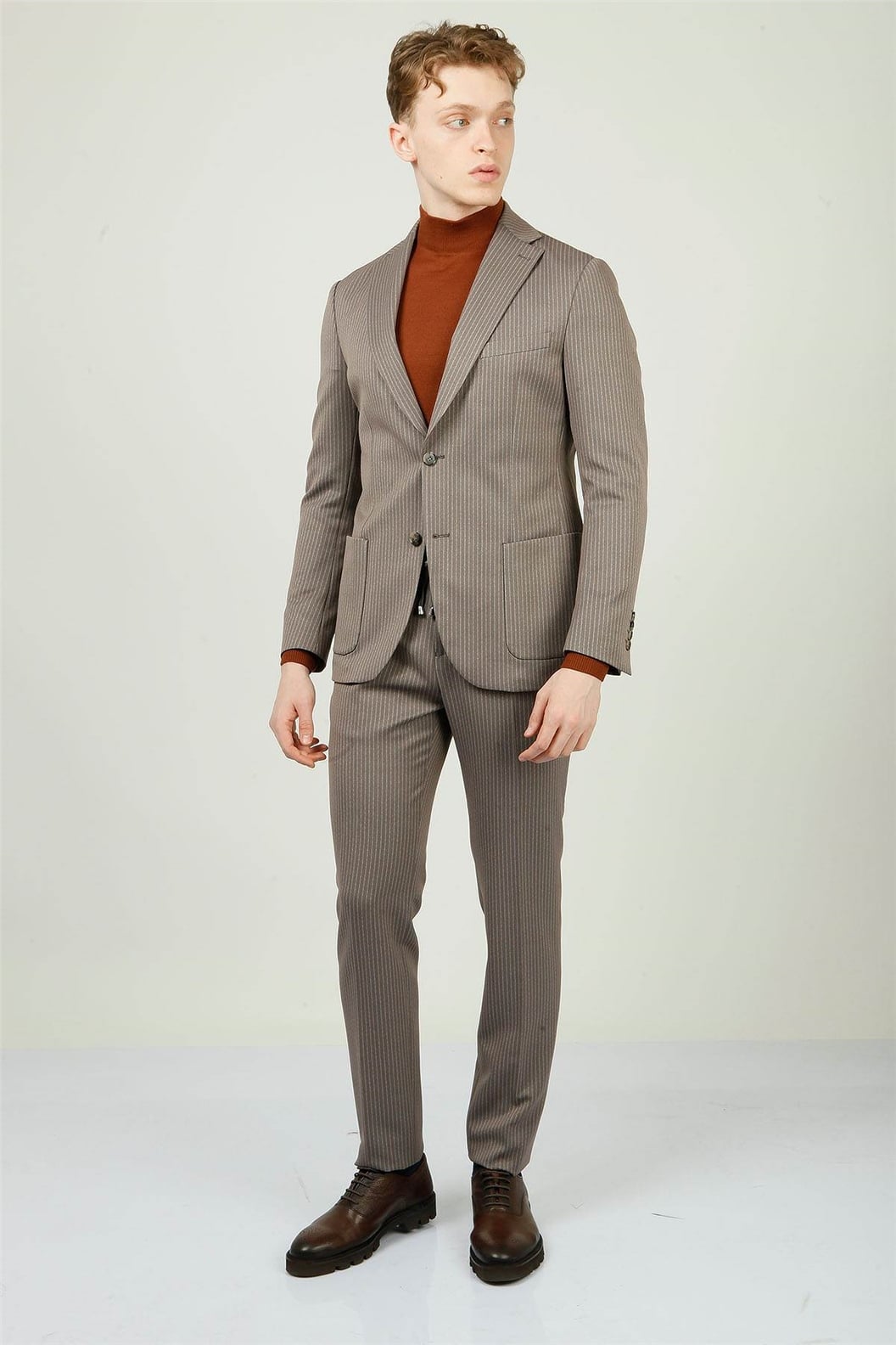 Bej Comfort Fit 6 Drop Takım Elbise