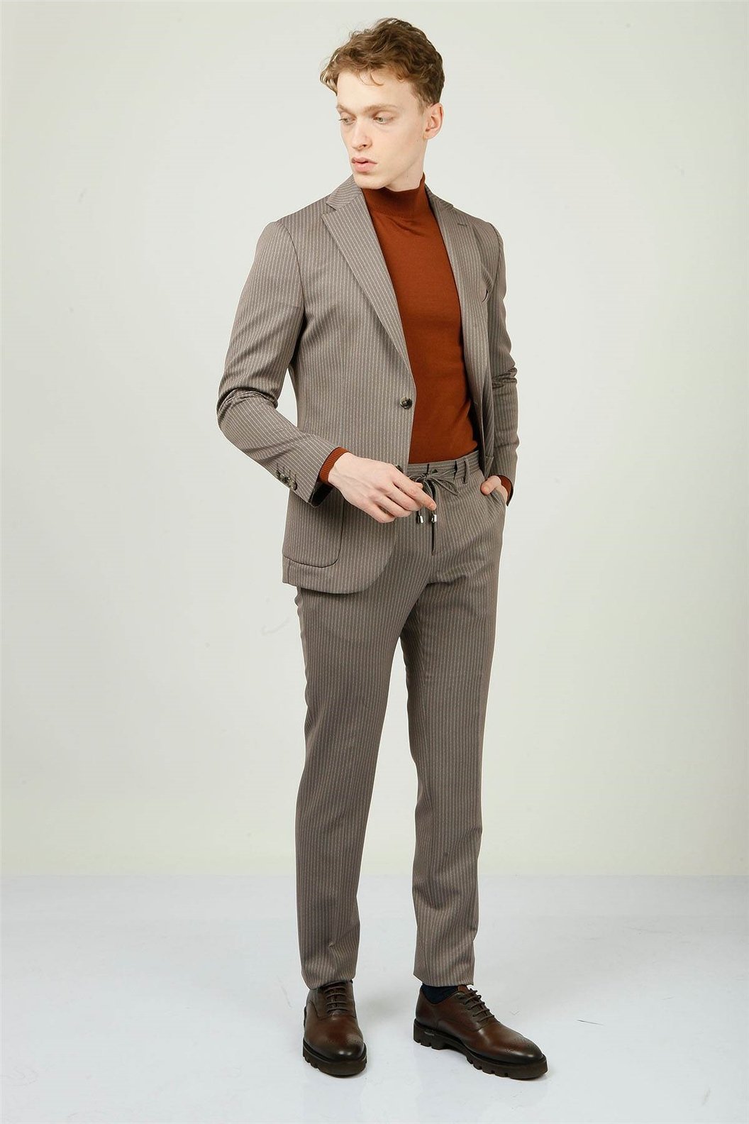 Bej Comfort Fit 6 Drop Takım Elbise