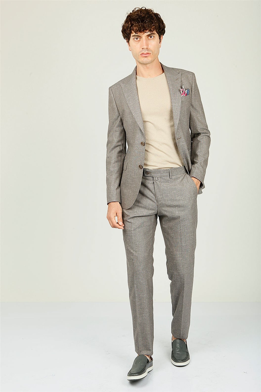 Bej Comfort Fit 6 Drop Takım Elbise