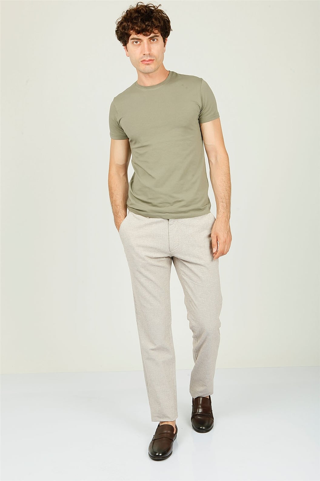 Bej Comfort Fit Chino Pantolon