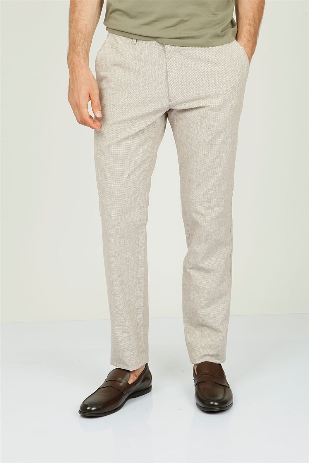 Bej Comfort Fit Chino Pantolon