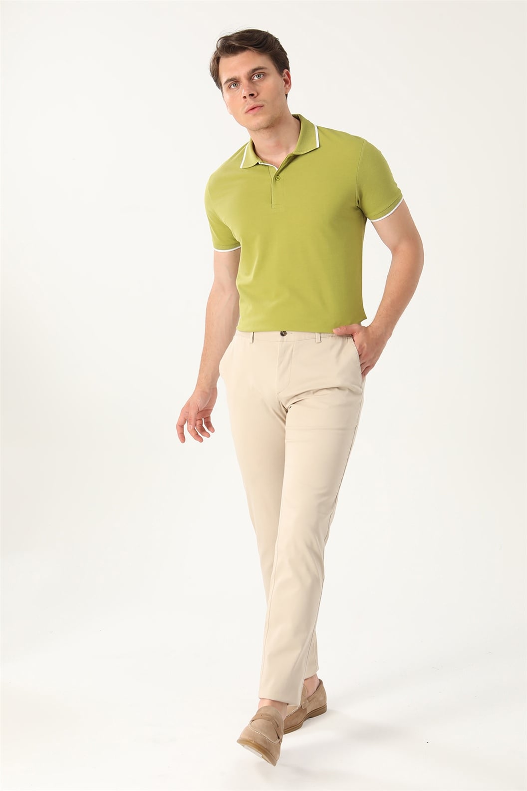 Bej Comfort Fit İtalyan Cep Chino Pantolon