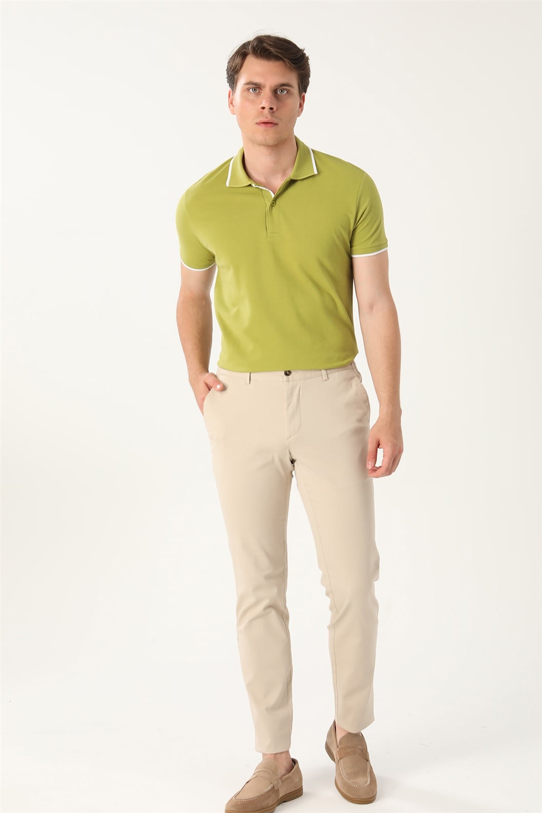Bej Comfort Fit İtalyan Cep Chino Pantolon