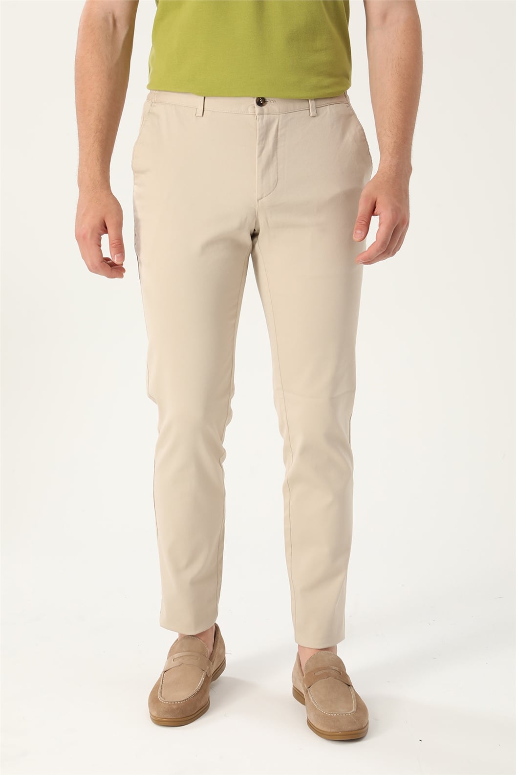 Bej Comfort Fit İtalyan Cep Chino Pantolon