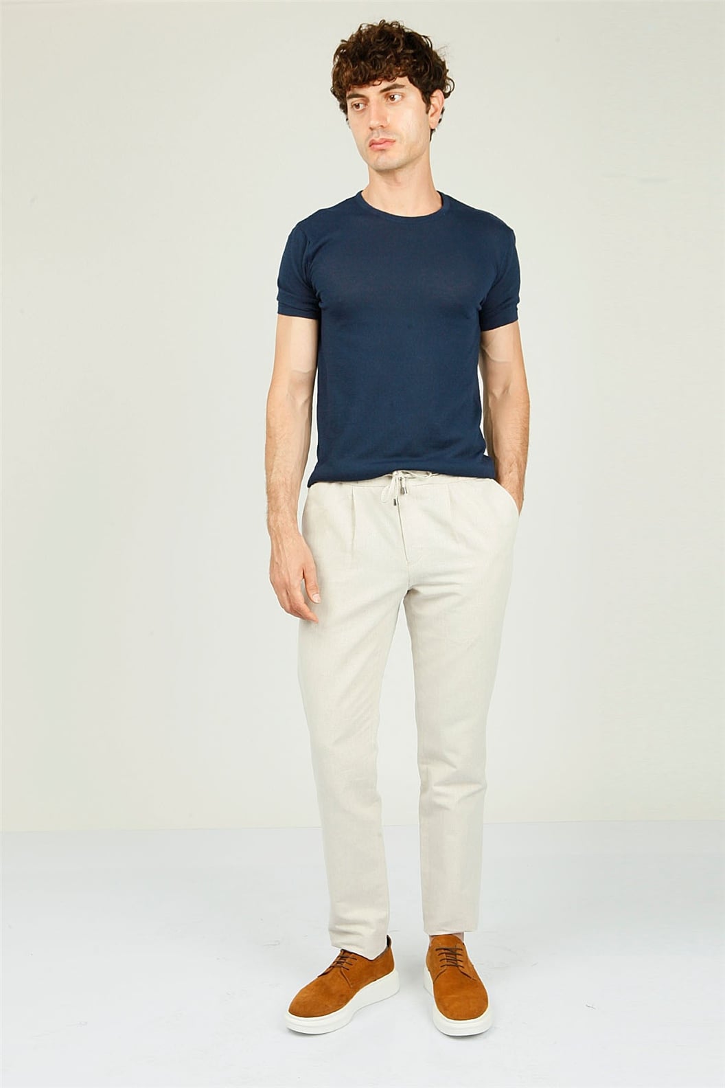 Bej Comfort Fit Jogger Pantolon