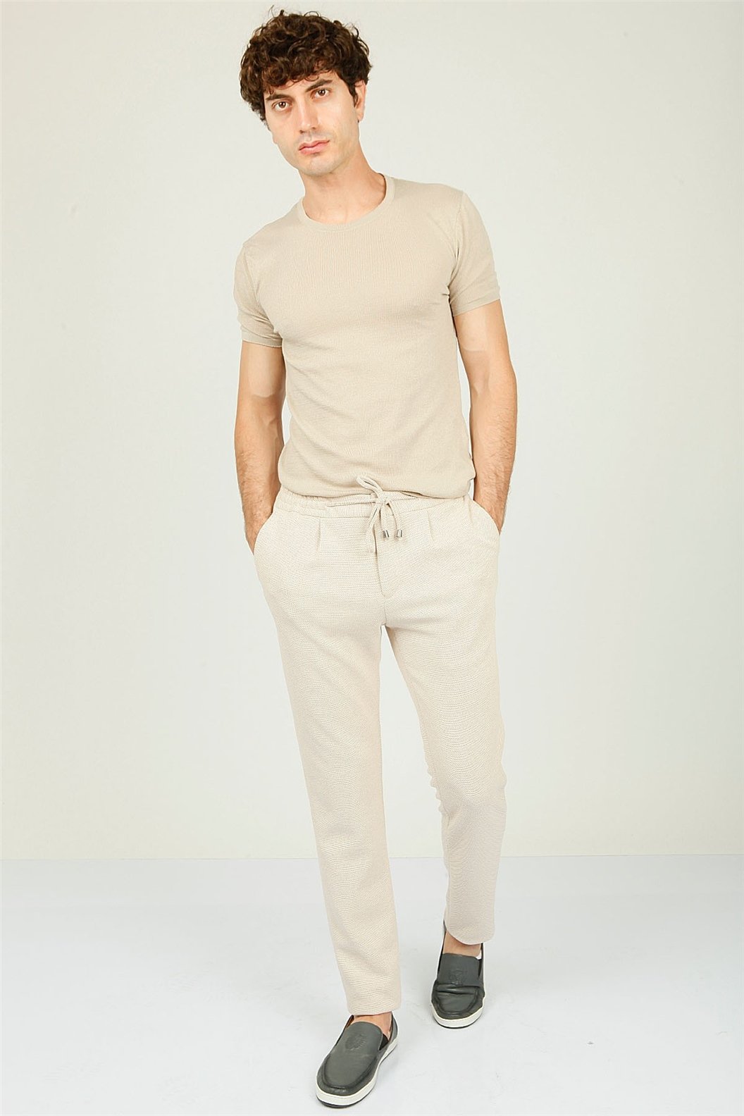 Bej Comfort Fit Jogger Pantolon