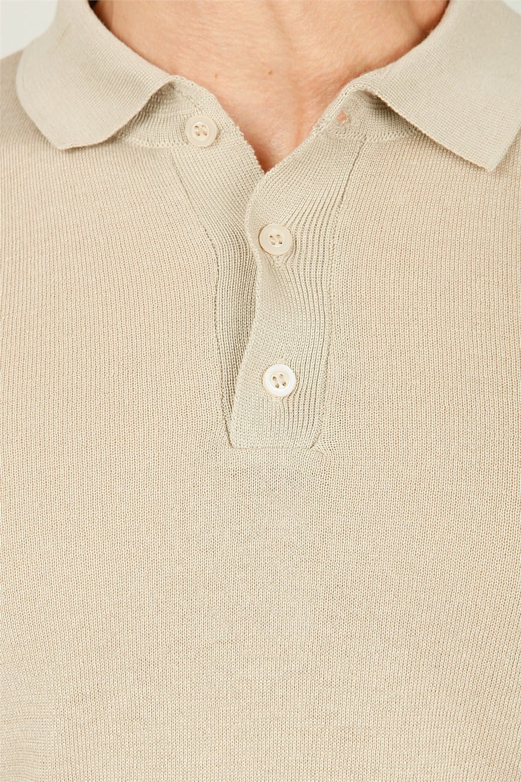 Bej Polo Yaka Triko T-Shırt